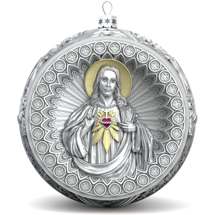 Gift set with balls and the icon "Our Lady of Kazan in red" made of silver, 6 balls